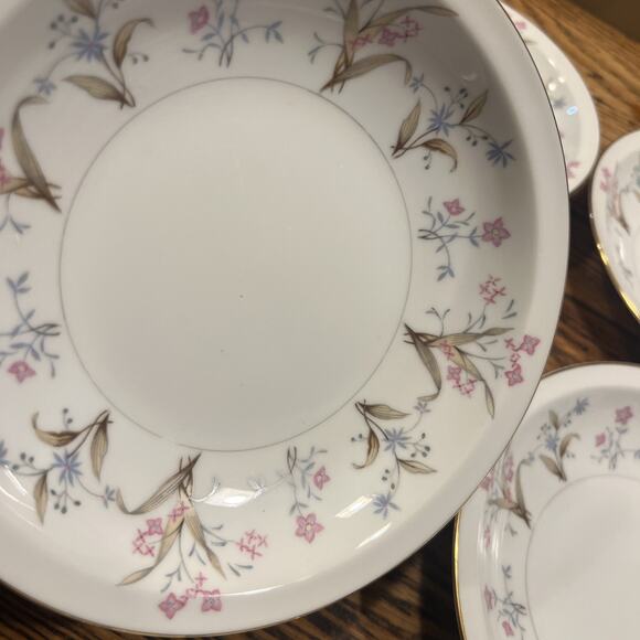 6 Vintage Meito China Japan "Lucille" Rimmed Soup Cereal Bowls Floral PRISTINE!! - Picture 8 of 11